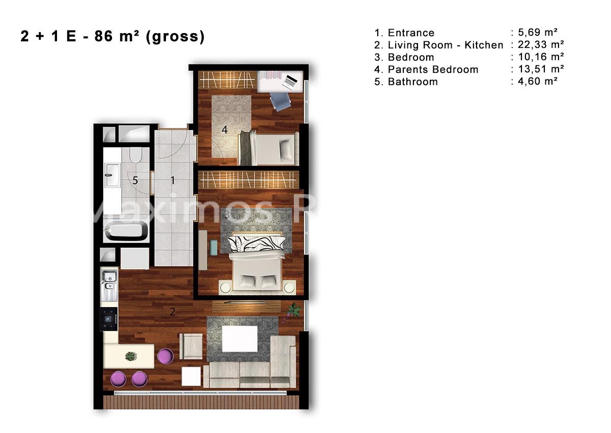 Sea View Flats on Istanbul European Side – master bedroom (image 16)